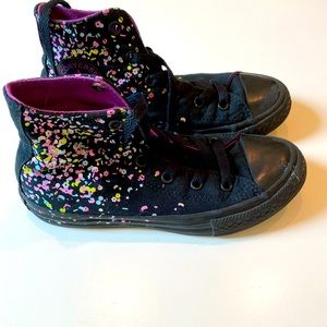 Girls Converse Black Paint Splatter High Tops